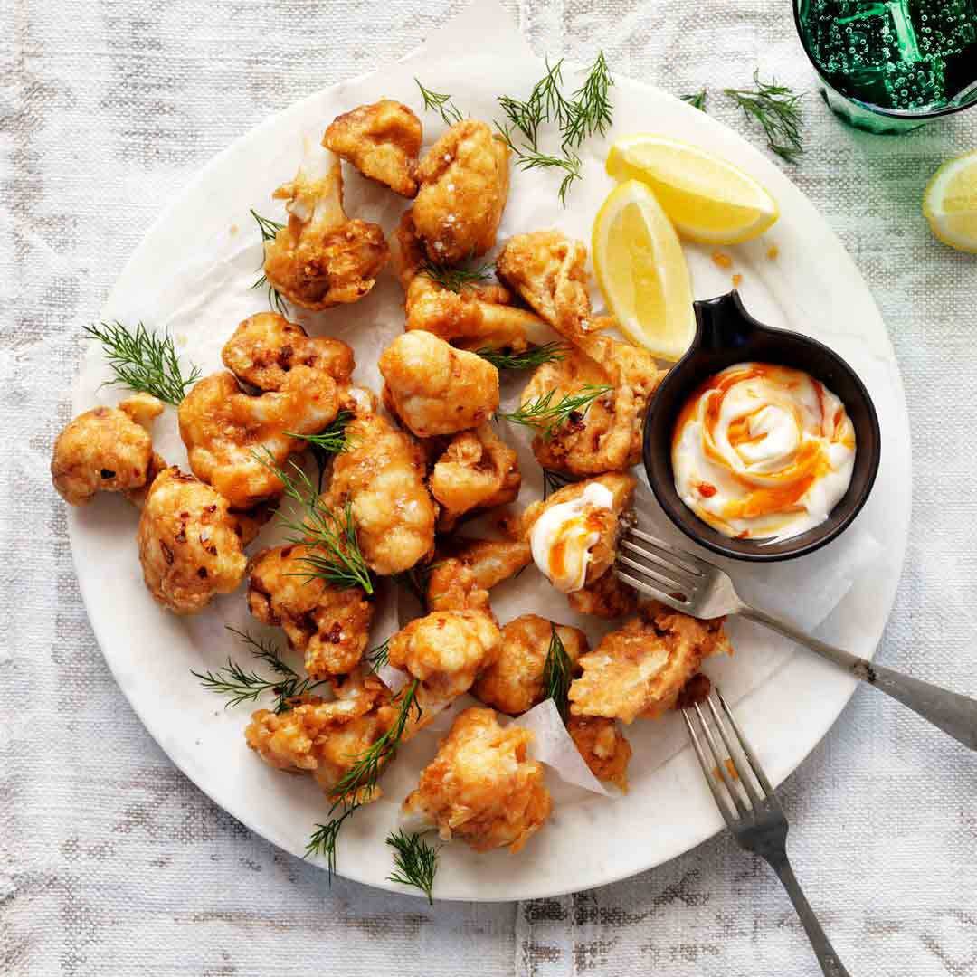 Spicy Fried Cauliflower with a sweet chilli mayonnaise