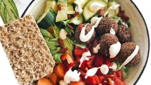 Falafel salad a healthy dinner ideas with Celebrate Health