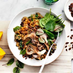 Healthy dinner ideas: pumpkin and mushroom risotto